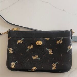 Coach Black Leather Crossbody with Owl Motif authentic great condition bag